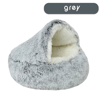 Calming Hooded Cat Bed With Self-Warming Plush Cave For Anxiety Relief And Orthopedic Comfort