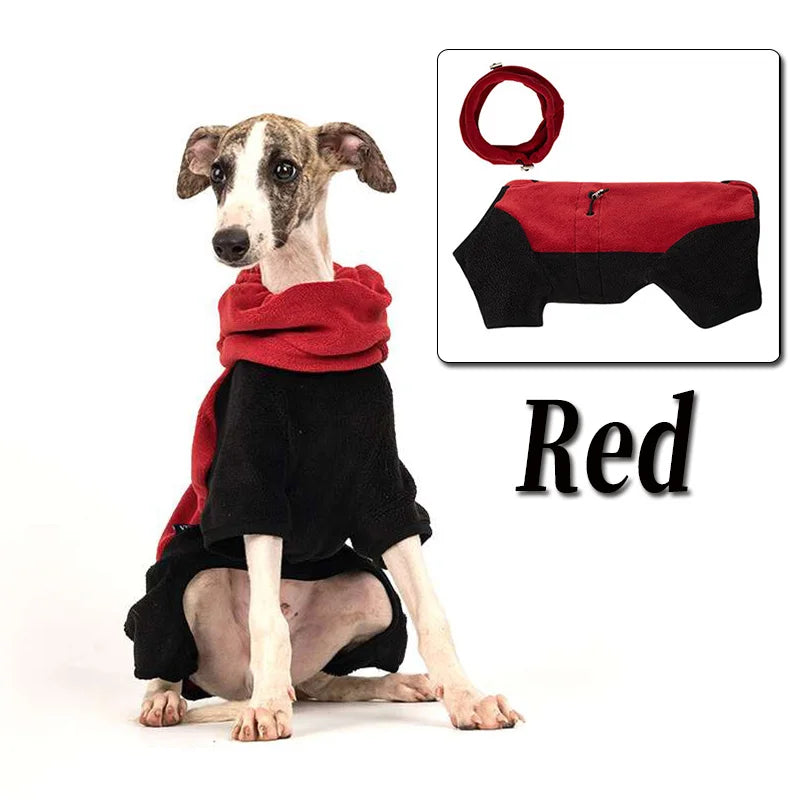 Adjustable Fleece Dog Coat With High Neck Snood And Waist Drawstring For Full-Body Warmth