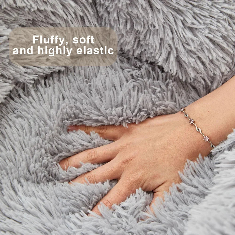 Ultra-Soft Fluffy Plush Dog Bed With Calming Bear Paw Design – Cozy Winter Nest For Pets