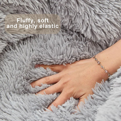 Ultra-Soft Fluffy Plush Dog Bed With Calming Bear Paw Design – Cozy Winter Nest For Pets