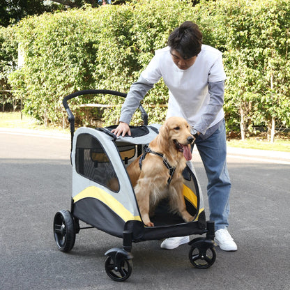 Heavy Duty Foldable Large Dog Stroller With All-Terrain Shock Absorbing Wheels For Big Breeds