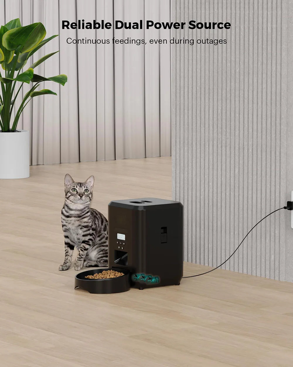 Wifi Automatic Pet Feeder With App Control, Programmable Timer, Voice, Dual Power & Anti-Stick Design