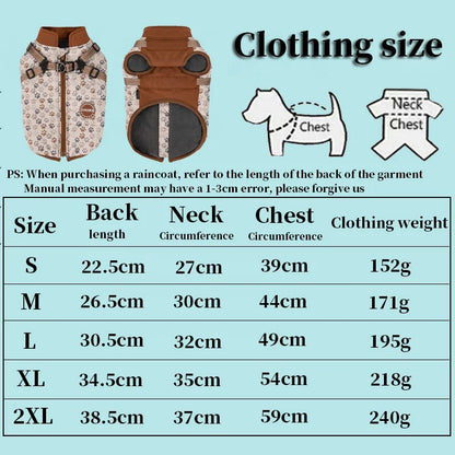 Waterproof Fleece-Lined Dog Coat With Integrated Harness For Small Breeds