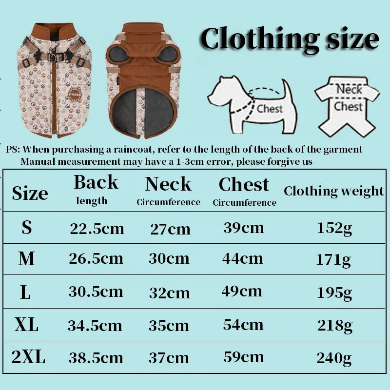 Waterproof Fleece-Lined Dog Coat With Integrated Harness For Small Breeds