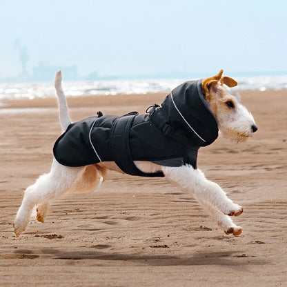 Waterproof Dog Coat With Integrated Harness, High Neck & Reflective Safety Strips