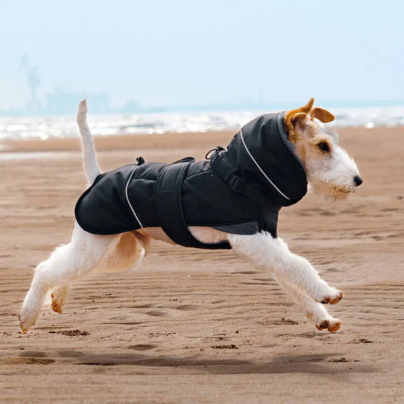 Waterproof Dog Coat With Integrated Harness, High Neck & Reflective Safety Strips