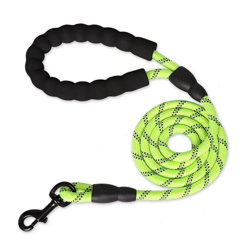 Heavy Duty Dog Lead With Padded Handle, Reflective Climbing-Grade Rope & Swivel Clasp