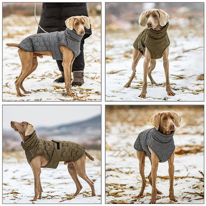 High Neck Thermal Dog Coat With Polar Fleece Lining And Reflective Winter Safety Jacket
