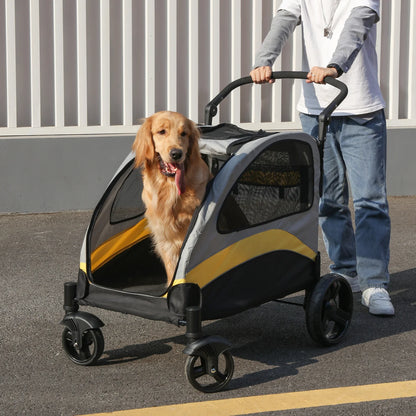 Heavy Duty Foldable Large Dog Stroller With All-Terrain Shock Absorbing Wheels For Big Breeds