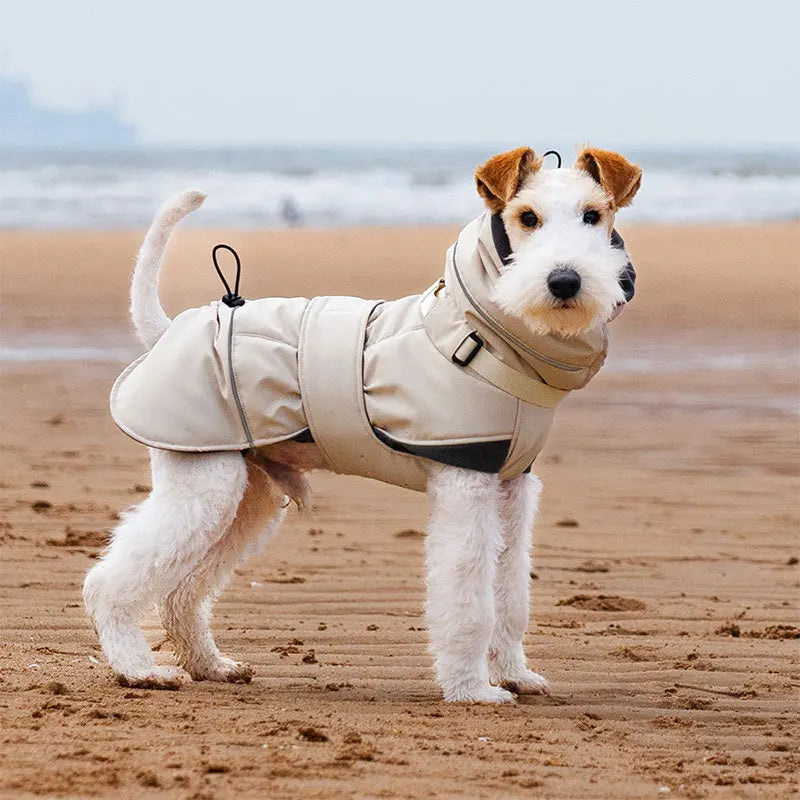 Waterproof Dog Coat With Integrated Harness, High Neck & Reflective Safety Strips