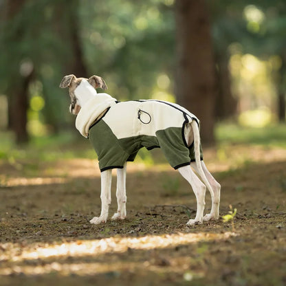 Adjustable Fleece Dog Coat With High Neck Snood And Waist Drawstring For Full-Body Warmth