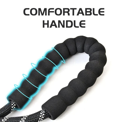 Heavy Duty Dog Lead With Padded Handle, Reflective Climbing-Grade Rope & Swivel Clasp