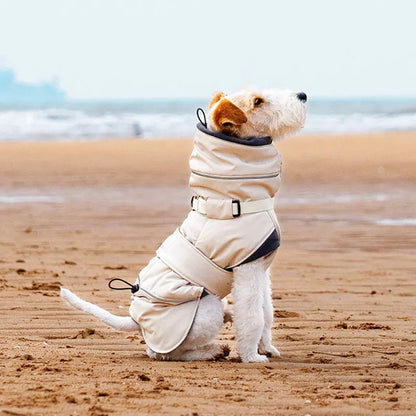 Waterproof Dog Coat With Integrated Harness, High Neck & Reflective Safety Strips