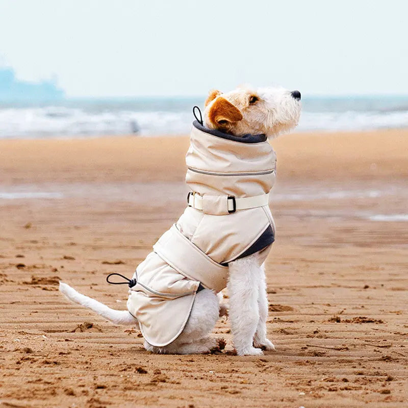 Waterproof Dog Coat With Integrated Harness, High Neck & Reflective Safety Strips