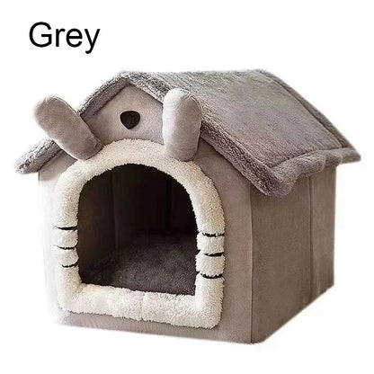 Cozy Foldable Indoor Dog House With Warm Arctic Velvet And Anxiety Relief