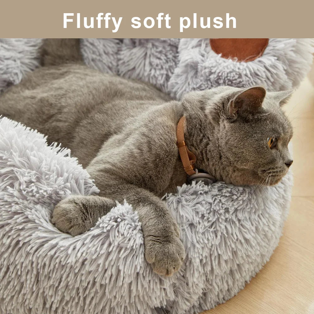 Ultra-Soft Fluffy Plush Dog Bed With Calming Bear Paw Design – Cozy Winter Nest For Pets