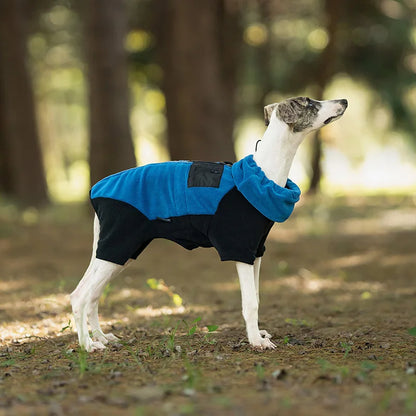 Adjustable Fleece Dog Coat With High Neck Snood And Waist Drawstring For Full-Body Warmth