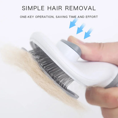 Self-Cleaning Slicker Grooming Brush With One-Click Deshedding And Skin Massage For Pets