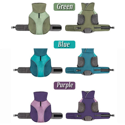 Waterproof Dog Jacket With Harness And Plush Fleece Lining For Warm, Comfortable Walks