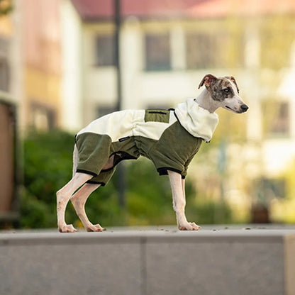 Adjustable Fleece Dog Coat With High Neck Snood And Waist Drawstring For Full-Body Warmth