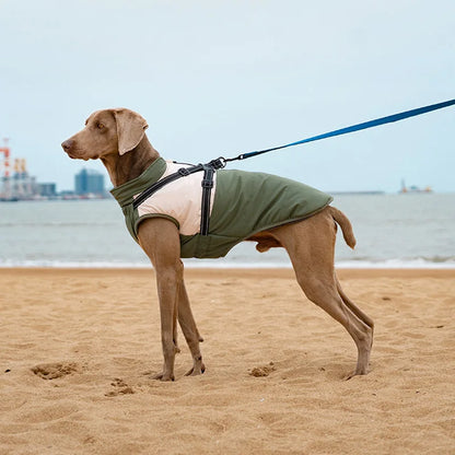 Waterproof Dog Coat With Integrated Harness, High Neck & Reflective Safety Strips