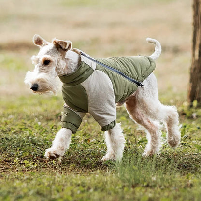 Waterproof Winter Dog Coat With Thermal Filling, Back Zipper, And Reflective Safety Stripes