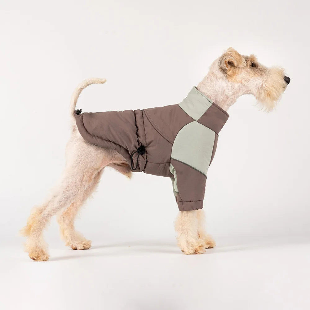 Waterproof Winter Dog Coat With Thermal Filling, Back Zipper, And Reflective Safety Stripes