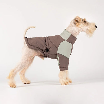 Waterproof Winter Dog Coat With Thermal Filling, Back Zipper, And Reflective Safety Stripes