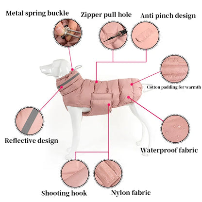Waterproof Winter Dog Coat With High Neck Thermal Snood And Reflective Safety Design