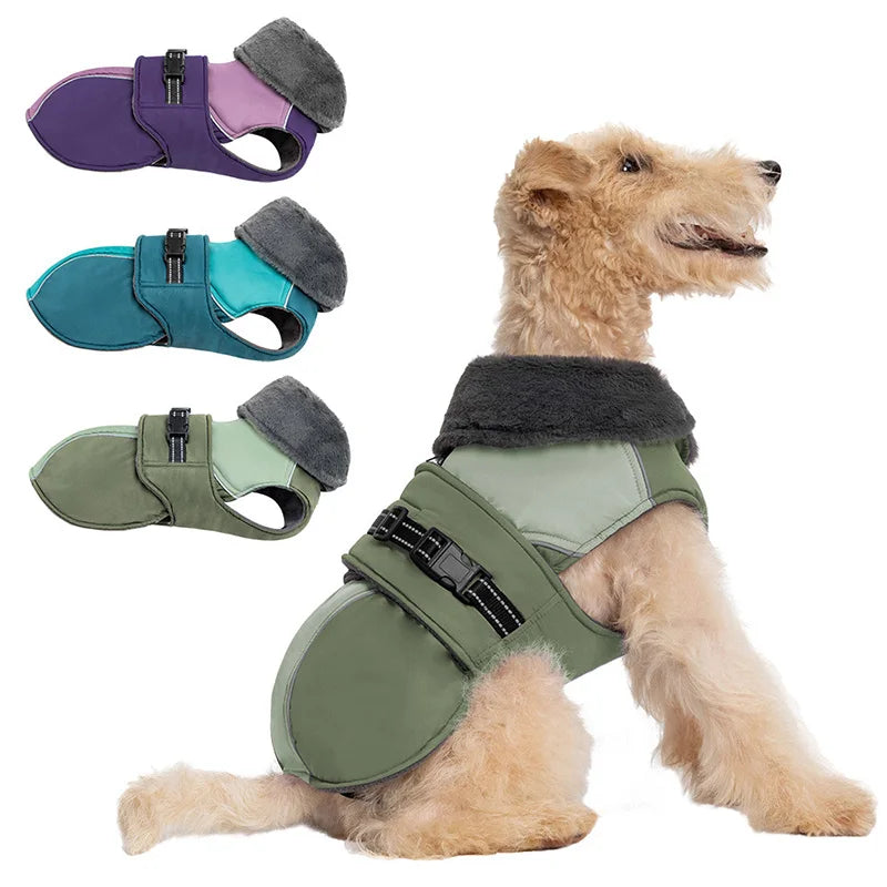 Waterproof Dog Jacket With Harness And Plush Fleece Lining For Warm, Comfortable Walks