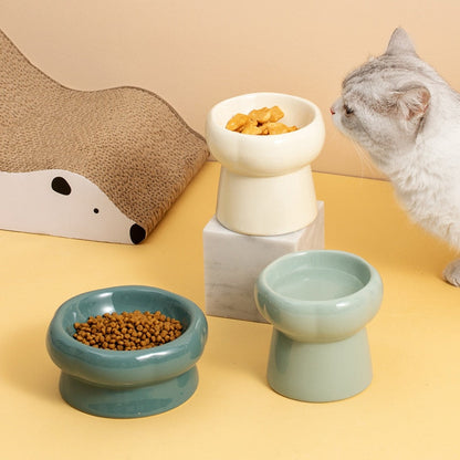 Luna Ceramic Elevated Cat Bowls – Ergonomic Raised Feeding Bowls, Dishwasher Safe, Multiple Sizes & Colors