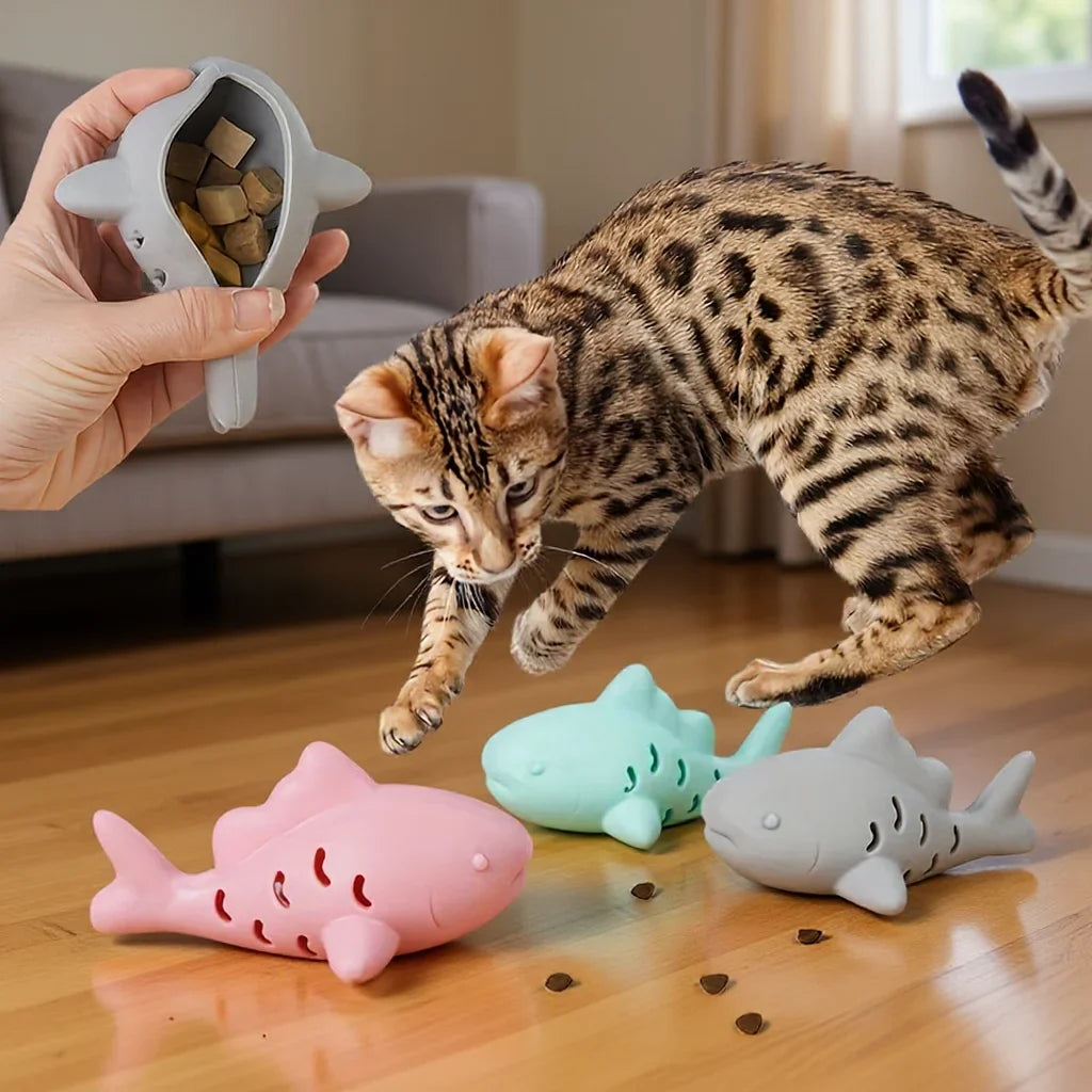 Silicone Fish Cat Treat Toy – Bite-Resistant Dental Chew & Slow Feeder Dispenser