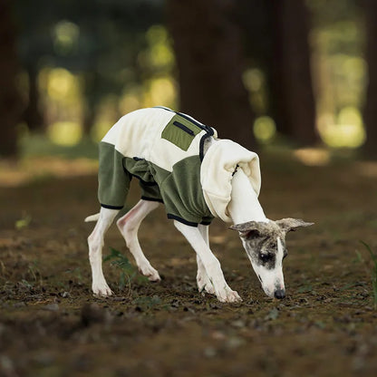 Adjustable Fleece Dog Coat With High Neck Snood And Waist Drawstring For Full-Body Warmth