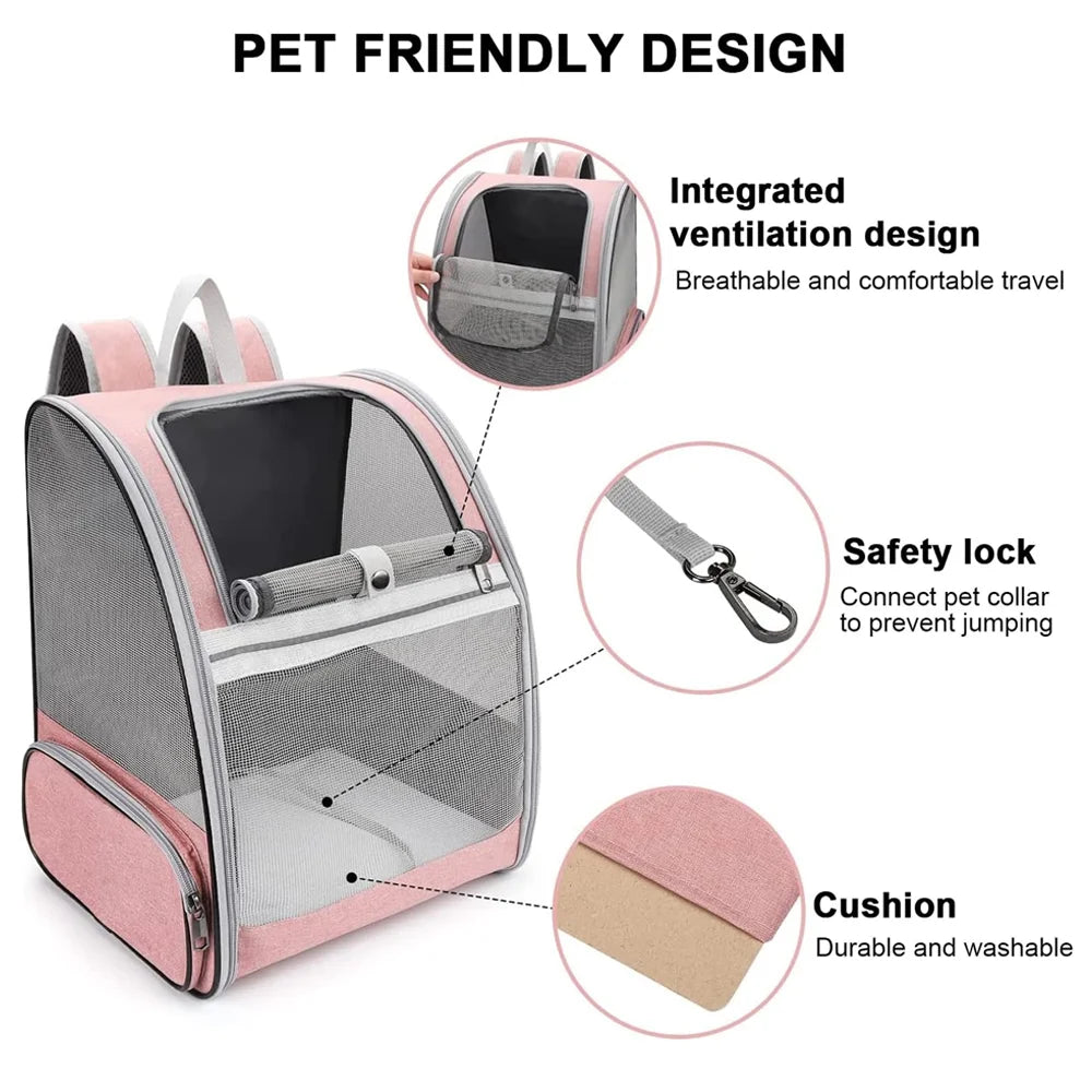 Breathable Mesh Pet Backpack Carrier With Plush Pad – Foldable Ventilated Hiking Travel Bag