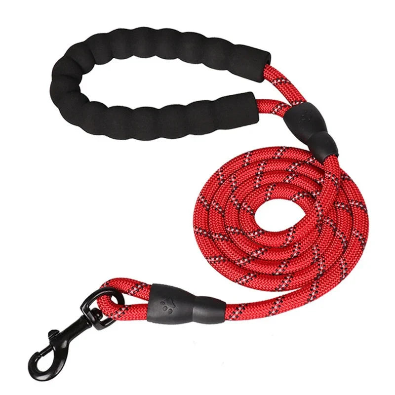 Heavy Duty Dog Lead With Padded Handle, Reflective Climbing-Grade Rope & Swivel Clasp