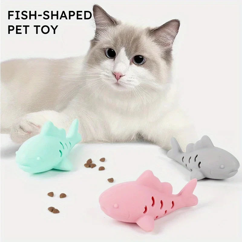 Silicone Fish Cat Treat Toy – Bite-Resistant Dental Chew & Slow Feeder Dispenser