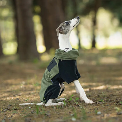 Adjustable Fleece Dog Coat With High Neck Snood And Waist Drawstring For Full-Body Warmth