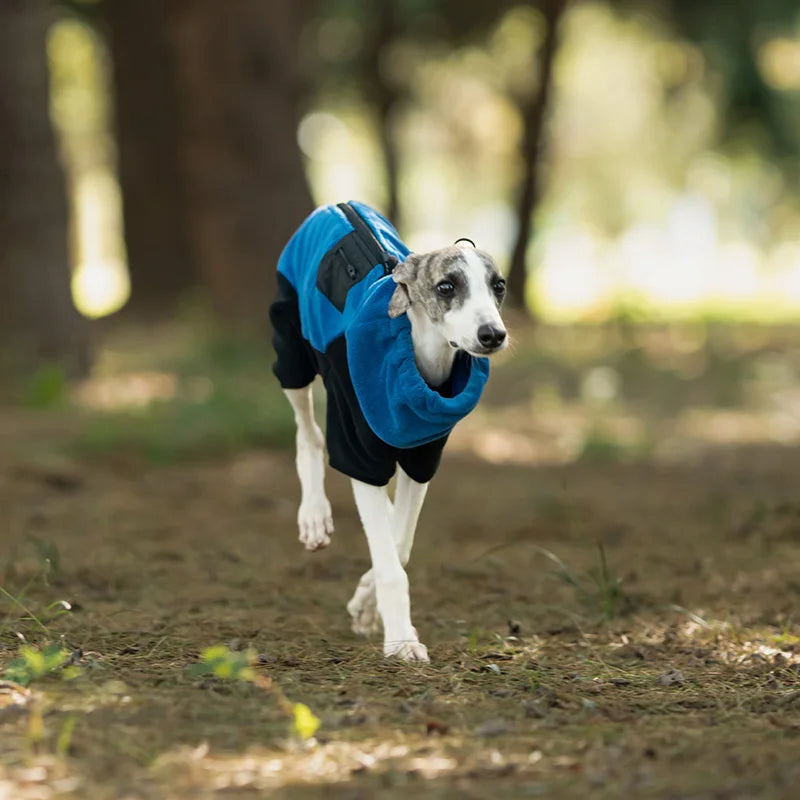 Adjustable Fleece Dog Coat With High Neck Snood And Waist Drawstring For Full-Body Warmth