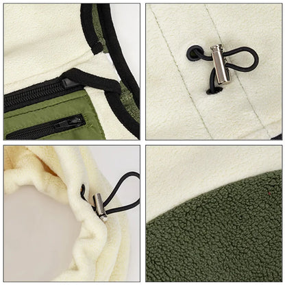 Adjustable Fleece Dog Coat With High Neck Snood And Waist Drawstring For Full-Body Warmth