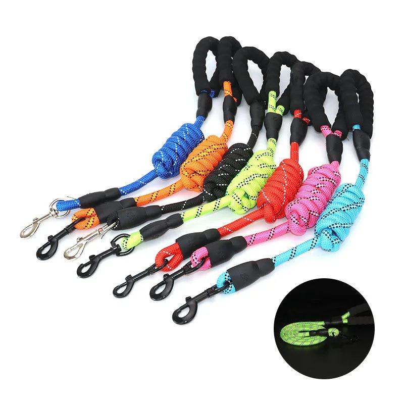 Heavy Duty Dog Lead With Padded Handle, Reflective Climbing-Grade Rope & Swivel Clasp