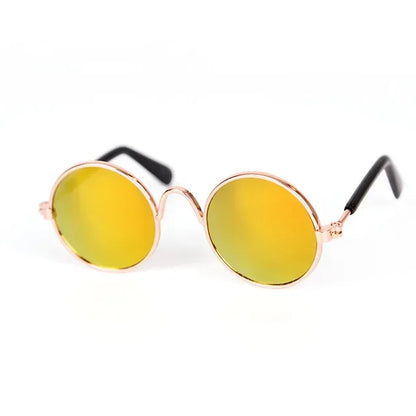 Retro Round Metal Frame Pet Sunglasses For Cats And Small Dogs