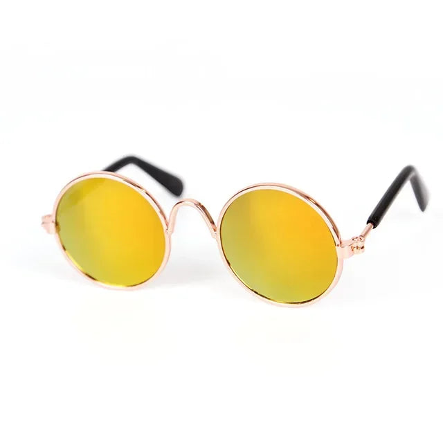 Retro Round Metal Frame Pet Sunglasses For Cats And Small Dogs