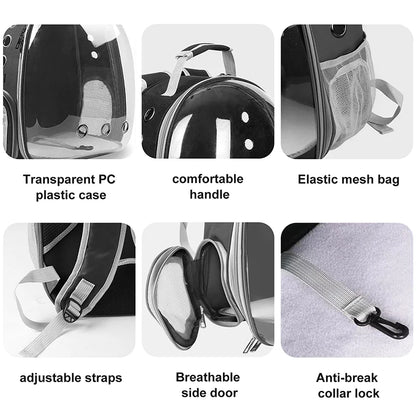 Breathable Clear Bubble Cat Backpack With Panoramic Space Capsule Design And Ventilation