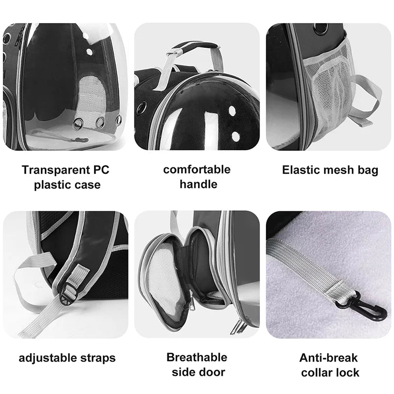 Breathable Clear Bubble Cat Backpack With Panoramic Space Capsule Design And Ventilation