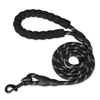 Heavy Duty Dog Lead With Padded Handle, Reflective Climbing-Grade Rope & Swivel Clasp
