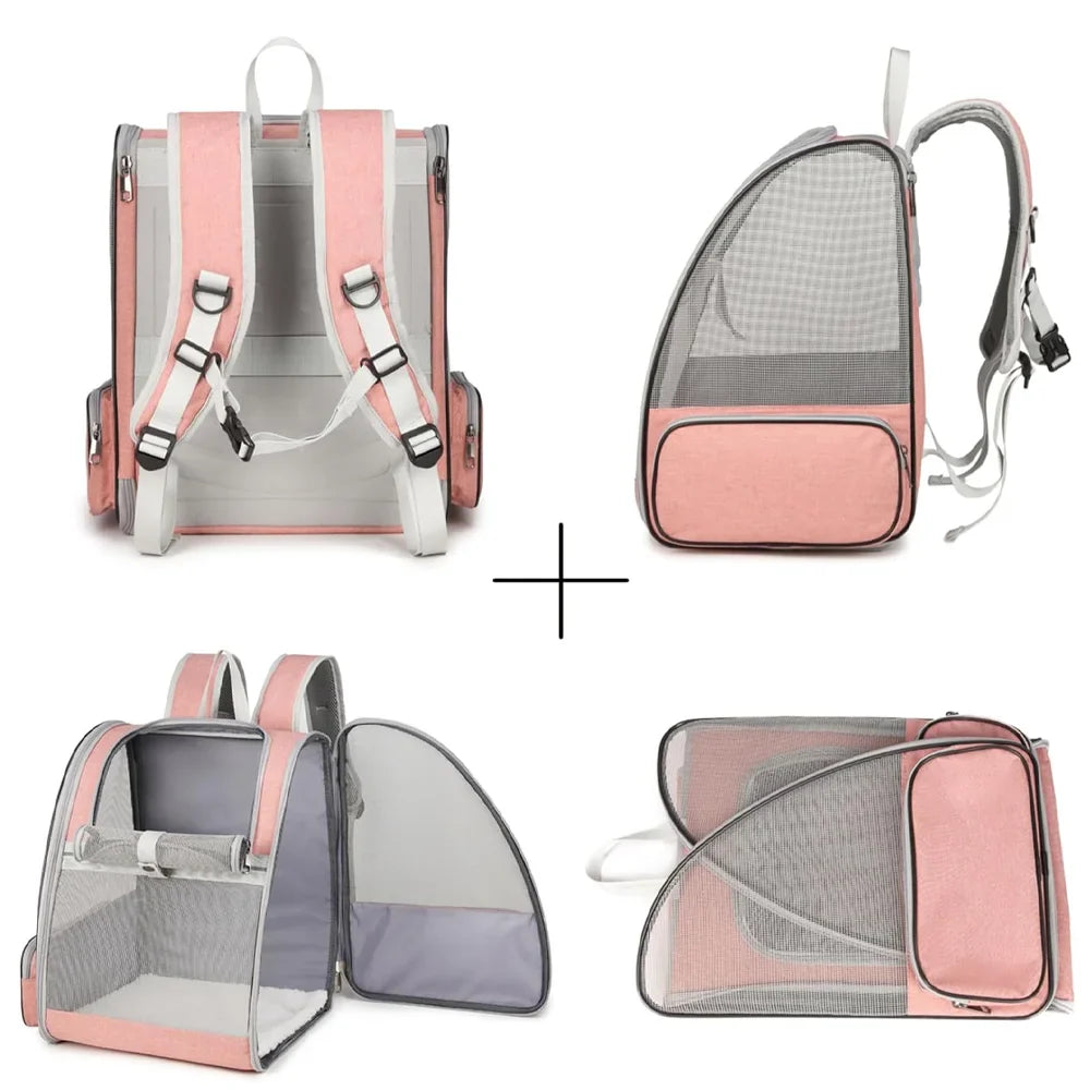 Breathable Mesh Pet Backpack Carrier With Plush Pad – Foldable Ventilated Hiking Travel Bag