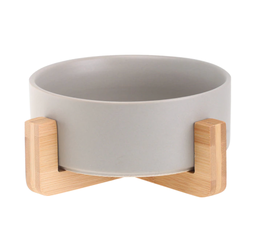 Ceramic Pet Feeding Bowls With Detachable Bamboo Base, Shatter-Resistant & Bpa-Free