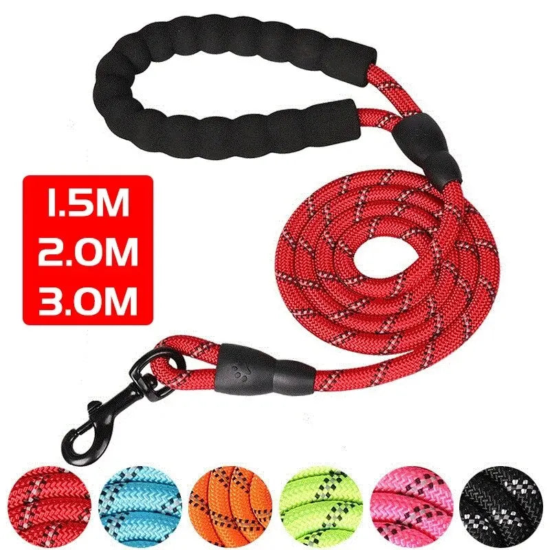 Heavy Duty Dog Lead With Padded Handle, Reflective Climbing-Grade Rope & Swivel Clasp