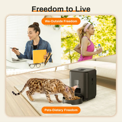 Wifi Automatic Pet Feeder With App Control, Programmable Timer, Voice, Dual Power & Anti-Stick Design