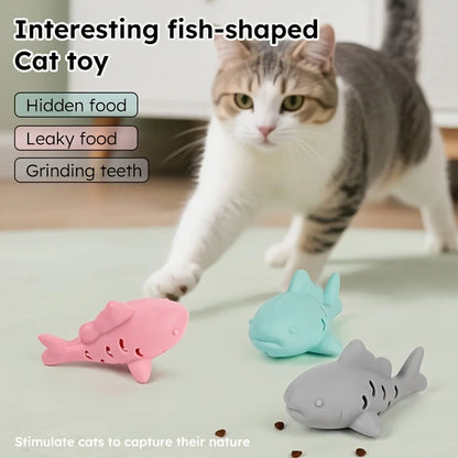 Silicone Fish Cat Treat Toy – Bite-Resistant Dental Chew & Slow Feeder Dispenser